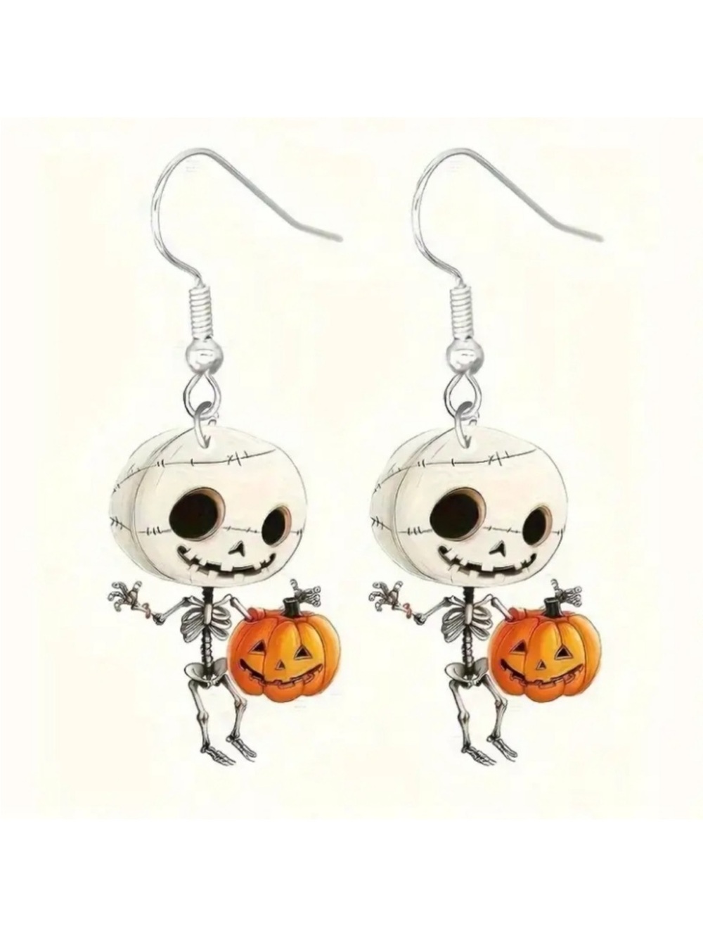 Halloween Skeleton Pumpkin Earrings Stainless new